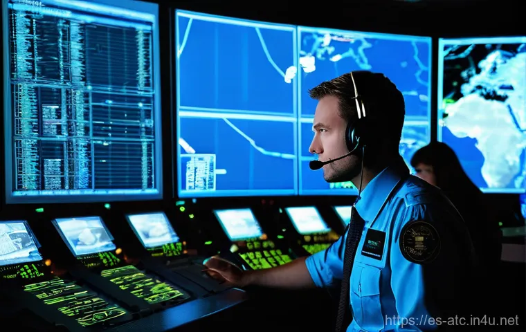 항공교통관제사로 성장하기 위한 커리어 로드맵 - **Prompt 1: Intense Focus in a Modern Control Center**
"A highly professional and focused air tr...