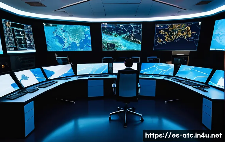 항공교통관제사의 근무 환경 개선 아이디어 - **Prompt 1: The Future of Air Traffic Control with AI**
"A wide-angle shot of a modern, brightly...