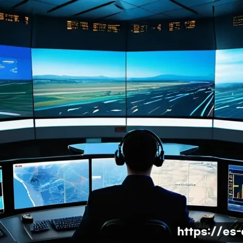 Home 32 관제사 인턴 경험을 통해 배울 수 있는 것들 - A highly detailed scene inside a modern air traffic control tower in Spain, showing a young Spanish ...